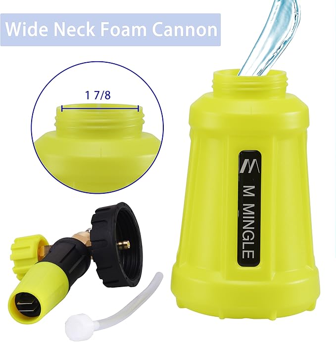 M MINGLE Foam Cannon for Pressure Washer, Car Foam Sprayer with 1/4 Inch Quick Connector, Wide Mouth Heavy Duty Car Wash Foam Blaster Power Washer, 1 Liter with 5 Nozzle Tips