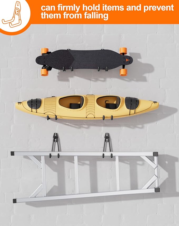 QcoQce 13 Pack Garage Hooks Heavy Duty with 2 Extension Cord Straps,Garage Storage Hooks, Wall Mount Hooks, Garage Organization and Tool Hangers for Bike, Ladder, Ropes and Garden Tools