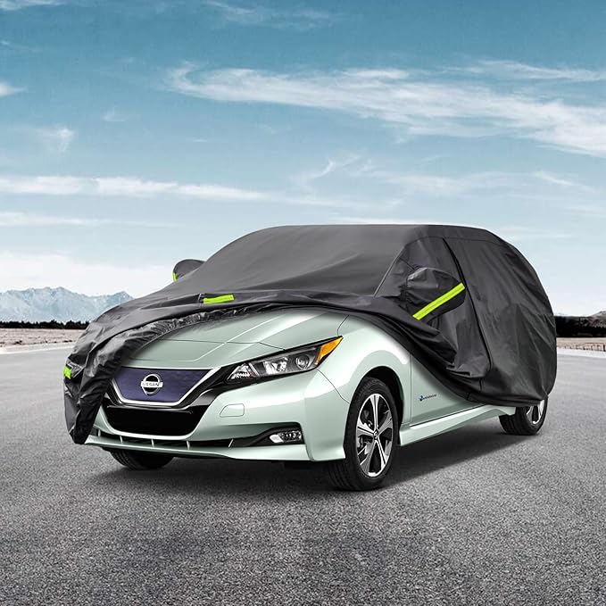 Kaugung 7 Layers Hatchback Car Cover Custom Fit Nissan Leaf from 2010 to 2025, Waterproof All Weather Resistant Outdoor Indoor Sun Rain Dust Snow Protection.(USA Warehouse,Within 3-7 Days) Black