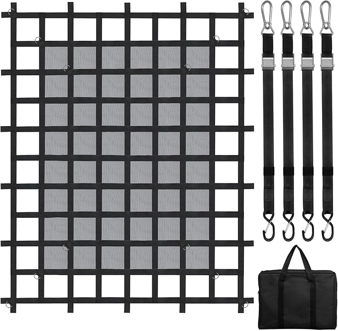 VEVOR Cargo Net for Pickup Truck Bed, 6' x 4.75' Heavy Duty Truck Cargo Net Safety Mesh Net with 4 S-Hook Straps with Carabiners & S-Hooks for Trailer, Pickup, Boat, Jeep, SUV
