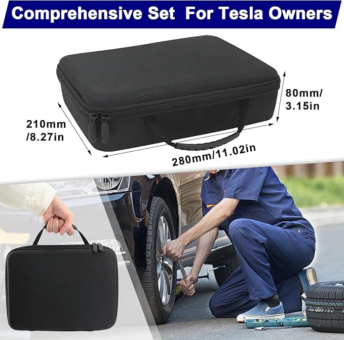4PCS Lifting Jack Pad for Tesla Model 3/Y/S/X with Tire Repair Kit & Digital Tire Inflator Pump Air Compressor - Rubber Floor Jack Pucks Adapter, Portable Car Tire Repair Tool Kit