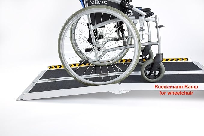 Ruedamann 6FT Portable Wheelchair Ramp, Non-Slip Aluminum Folding Handicap Ramp for Doorways, Wheel Chair Threshold Ramp for Home Steps, Stairs, Wheelchair, Scooters, Pets, Entry