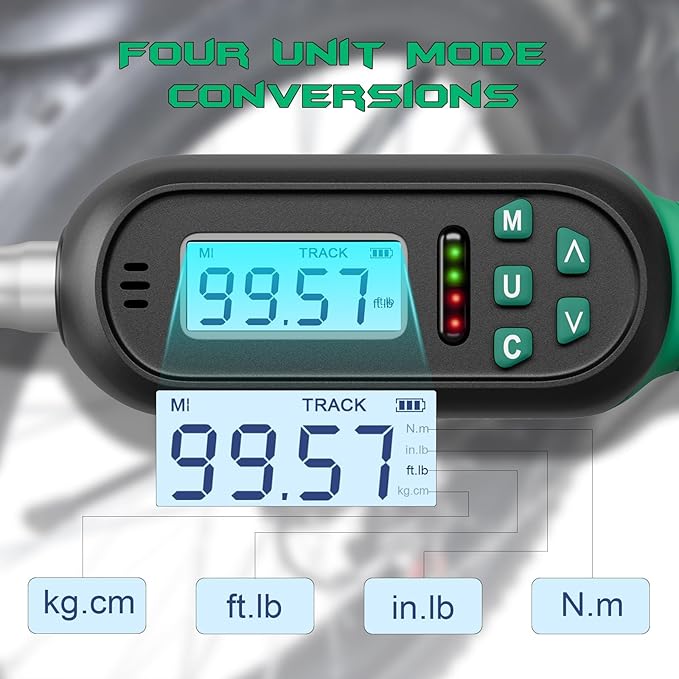 1/2 Inch Drive Digital TorqueWrench, 5.02-99.57Ft.lb/6.8-135N.m, Electronic Torque Wrench with Preset Value, Buzzer & LED Indicator, ±2% Accuracy Torque Wrench for Bike, Motorcycles