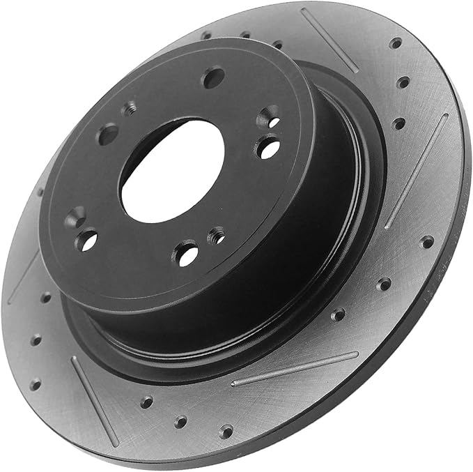 Drilled Black E-coating Rear Brake Rotors Replacement for Honda Accord 2003-2007, Acura TSX 2004-2008 - For Models with 260 mm Rear Rotors
