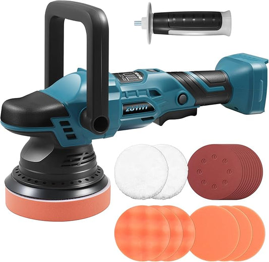 Cordless Car Buffer Polisher for Makita 18V Battery (Not Included), 5 Inch Orbital Polisher, 6 Variable Speed, Buffer Waxer Kit for Car Boat Detailing, Polishing, Scratch Removing