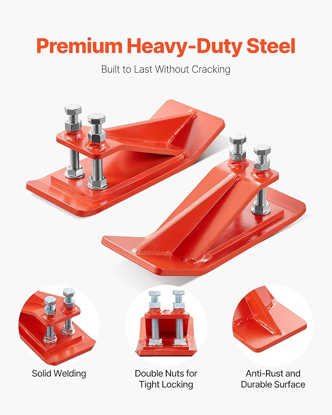 VEVOR Tractor Bucket Protector, 2PCS Heavy Duty Steel Bucket Edge Protectors, Anti-Skid Device with Double Hexagon Lock Nuts and Bolts, for Snow, Leave Removal & Spreading Gravel (Orange)