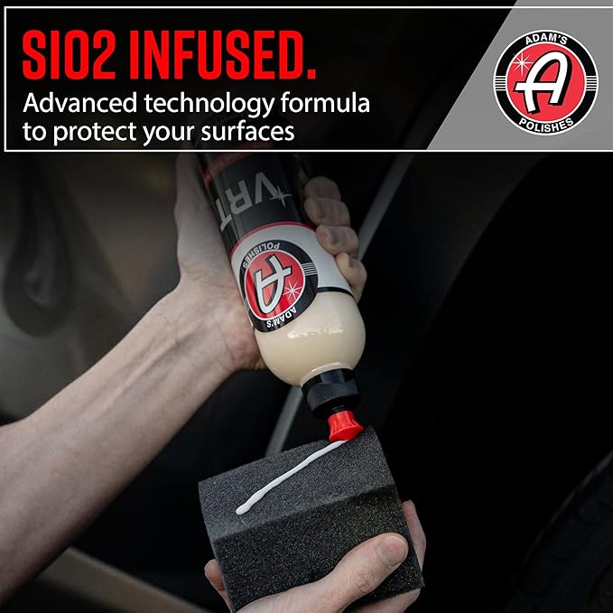 Adam's Silica Infused VRT Tire & Trim Dressing - Durable UV Protection and Water Repellent - Leaves a Crisp Freshly Detailed Look - Dress Tires or Trim Without Worry of Slinging (2-Pack)