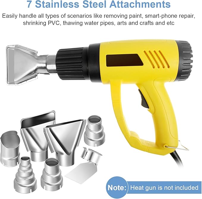 7pcs 35mm Heat Gun Nozzle Tips, Heat Gun Accessories, Stainless Steel Soldering Tips for Station Repair Tool Accessory, Heat Gun Nozzle Attachments for 1500-2000w Hot Air Gun Soldering Station Nozzle