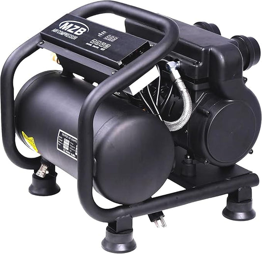 MZB 1.6 Gallon Ultra Quiet Air Compressor 110V/60Hz Steel Tanks Oil-Free 70dB Noise Level Air Compressor with Wheels for Spray Painting, Auto Repair, Carpentry Decoration