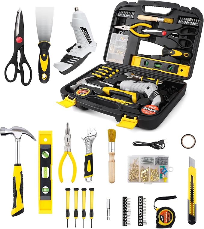 136 Piece Tool Set,General Household Hand Tool Kit with Plastic Toolbox Storage Case-136 Piece…