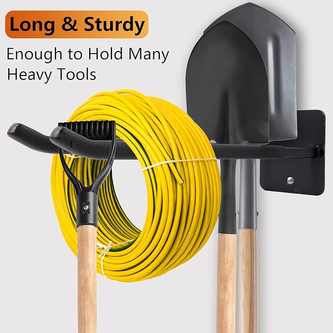Sinoer Heavy Duty Garage Double Hooks, Utility Steel Garage Hooks,14 Inch Square Tube Double Garage Wall Mounting Hooks for Chairs, Ladders, Ropes and Strollers-(2 Pack