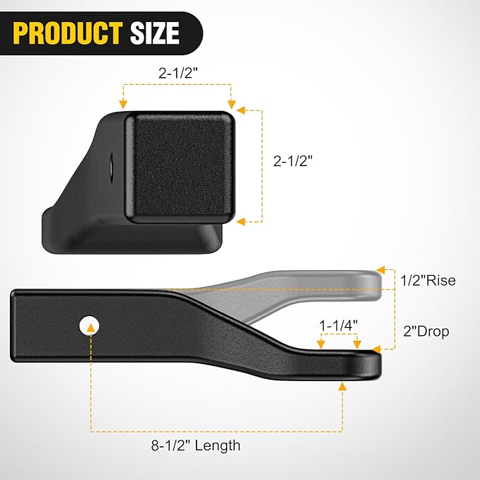 Nilight Trailer Hitch Ball Mount with 5/8" Hitch Pin Clip Fits 2-1/2 Inch Receiver Square 15000 lbs 2" Drop 1/2" Rise, 1-1/4-Inch Hole, Gloss Black Powder Coat