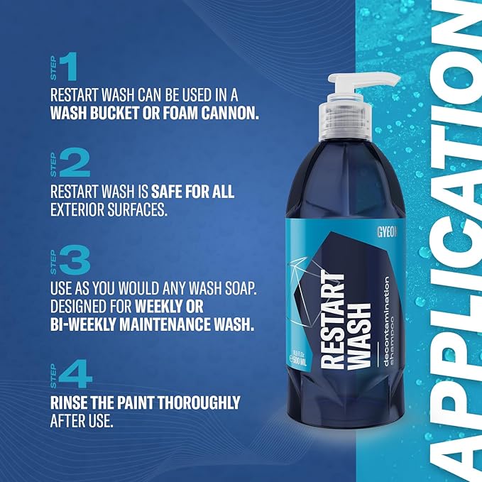 Gyeon Restart Wash Ceramic Coating Maintenance Shampoo Removes Iron Contaminants Restores Hydrophobic Properties High Lubrication pH Balanced Safe Car Wash Soap for Coated Paint Wheels Exterior