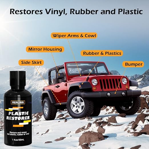 REALINN Plastic Restorer - Cars Ceramic Coating Trim Restore, Shines & Protects Plastic, Vinyl & Rubber Surfaces