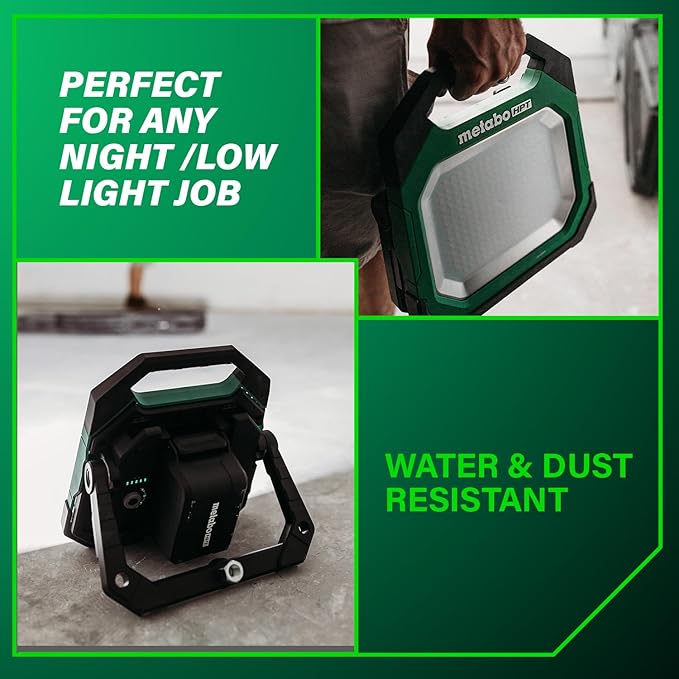 Metabo HPT 18V MultiVolt Cordless 10,000 Lumen LED Work Light, 15 Settings Adjustable Brightness, Portable Work Light with USB Charging Port, Water & Dust Resistant, Tool Body Only, UB18DDQ4