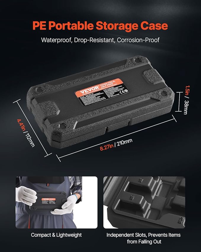 VEVOR XZN Triple Square Spline Bit Socket Set, 10-Piece M4 - M18, Premium Cr-V Steel, 1/4 in, 3/8 in, and 1/2 in Drives, with Enhanced Storage Case, Triple Square Socket Set for Hand Use, Automotive