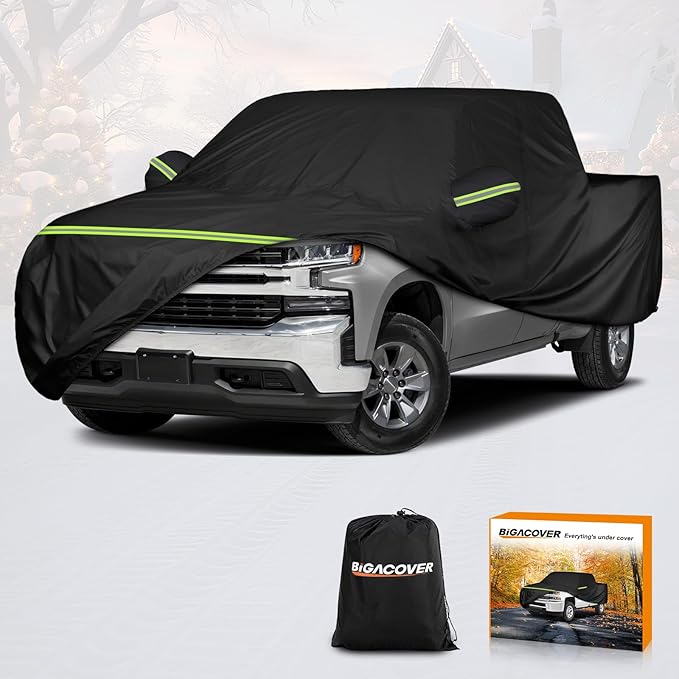 Car Cover for Chevy Silverado 1500 Crew Cab 6.6 ft. Bed, Waterproof All Weather Pickup Truck Covers with Zipper Windproof Heavy Duty Protection for 2000-2023 Silverado 1500/GMC Sierra 1500