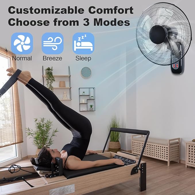 Aotop 16 inch Wall Mount Fan with Remote Control - 2 Pack, 3-Speed and 3 Modes, Timer Function, Adjustable Head, Oscillating Fan for Home and Office - Black
