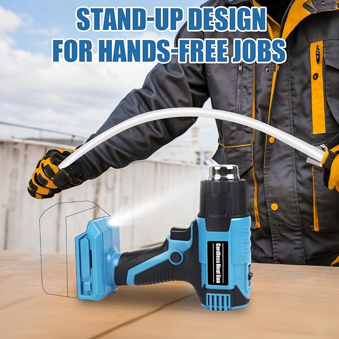【380W・1022°F & 572°F】Cordless Heat Gun Compatible with Makita 18V Battery, Portable Hot Air Gun Fast Heating Dual Temp with LED Light 4 Nozzles for Shrink Tubing, Resin & Vinyl Wrap (No Battery)
