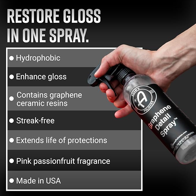 Adam's Polishes Graphene Detail Spray (2 Pack) - Extend Protection of Waxes, Sealants, & Coatings | Waterless Detailer Spray For Car Detailing | Clay Bar, Drying Aid, Add Ceramic Graphene Protection