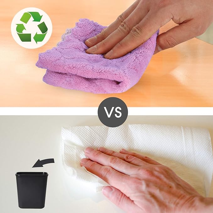 kimteny Cleaning Cloths Kitchen Towels Microfiber Washcloths Lint Free Dish Cloth Reusable Dishtowels Household Super Absorbent Fast Drying, 10"x10", Pack of 5 (Purple-Grey)