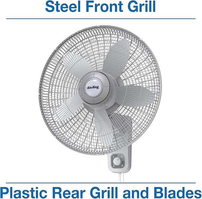 Air King 9018 Commercial Grade Oscillating Wall Mount Fan, 18-Inch , White