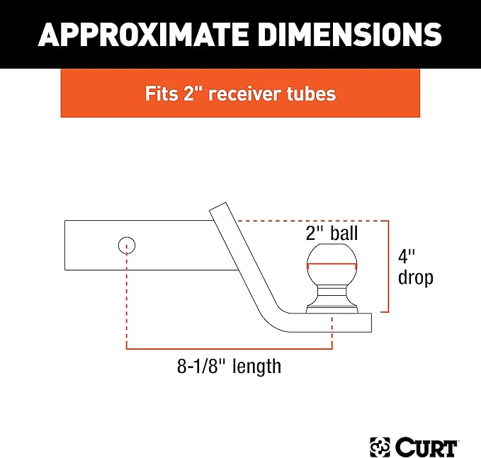 Curt 45154 2" Fusion Ball Mount with 2" Welded Ball