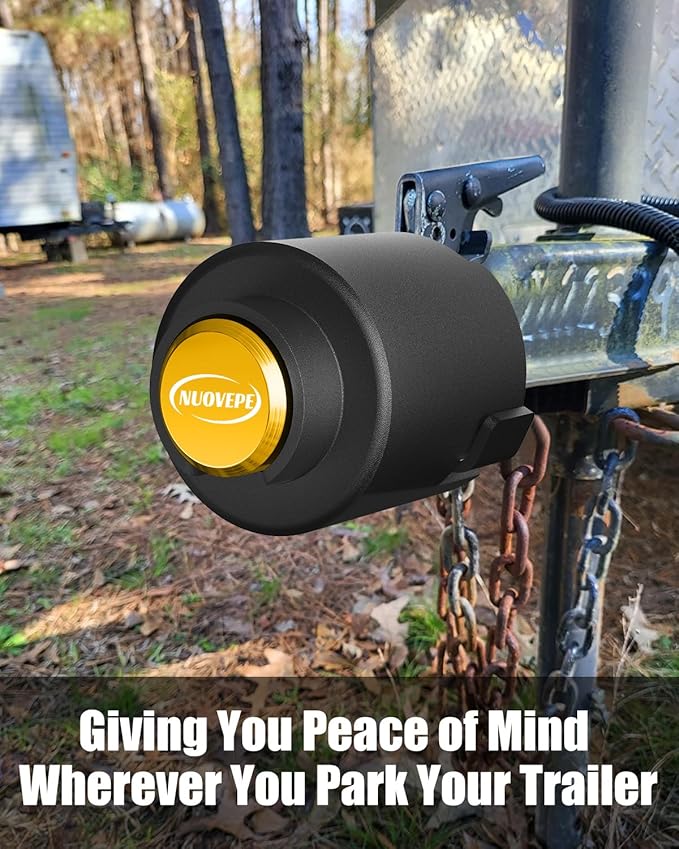 Trailer Lock Fits 2 Inch Couplers, Secures Safety Chains Anti-Theft Ball Hitch Lock, Pry-Resistant & Heavy-Duty Trailer Hitch Locks for RV | Boat | ATV | Utility Trailer (Yellow)