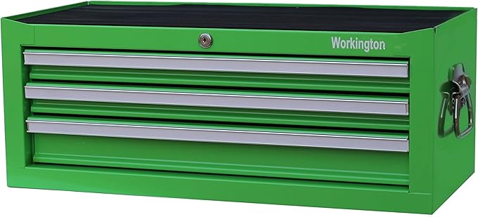 Workington Industrial 3 Drawers Portable Metal Intermediate Box, 26" Middle Tool Chest Cabinet with Ball Bearing Drawer Slides, Steel Tool Storage Box Organizer 4009 Green