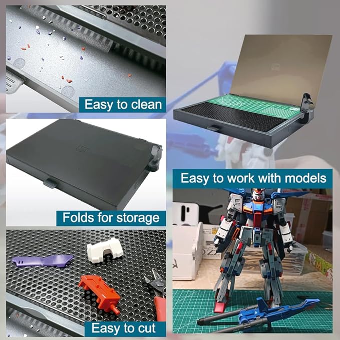 Gundam Model Kit Tools, Portable Worktable for Model Building, Work Table with Movable Drawer, Pliers Rack, Display Version, Dual Craft Cut Mat, Suitable for Cut and Grind Assembly,KJ018