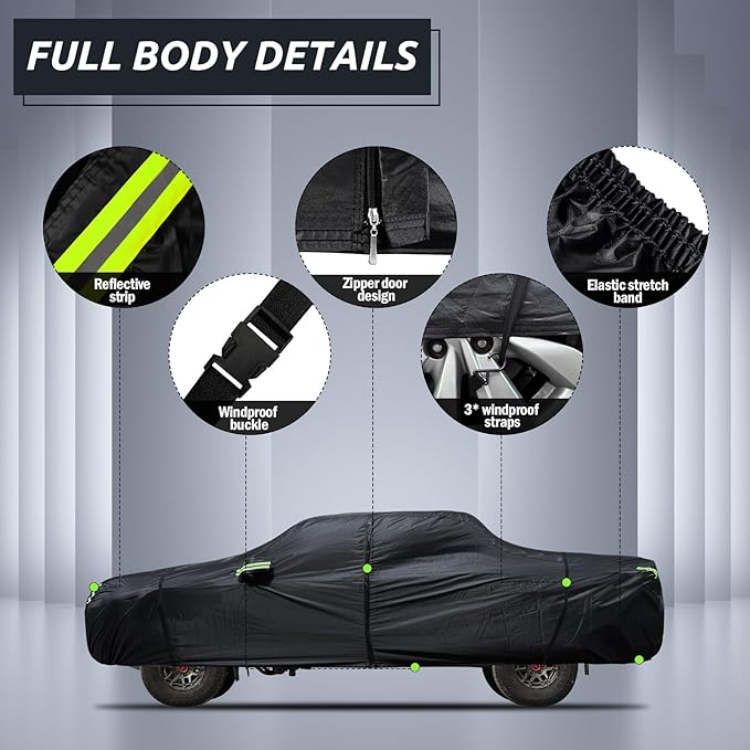 Migaven 6 Layers Car Cover Custom Fit for Toyota Tacoma 2005-2025, Waterproof Full Exterior Cover Rain Sun Protection with Door Zipper