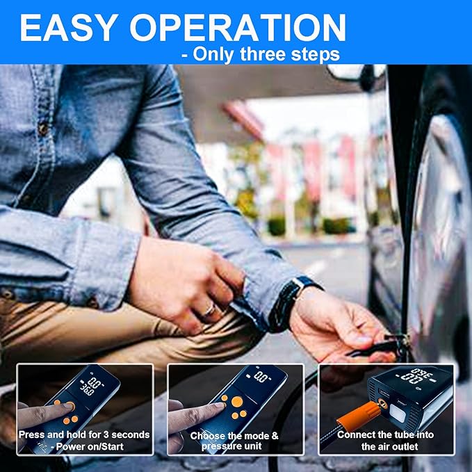 Tire Inflator Portable Air Compressor, 2X Fast Air Pump with Digital Pressure Gauge150 PSI, Auto Shutoff for Car Tires, MotorcycleBicycle and Ball, Dual-Use Type