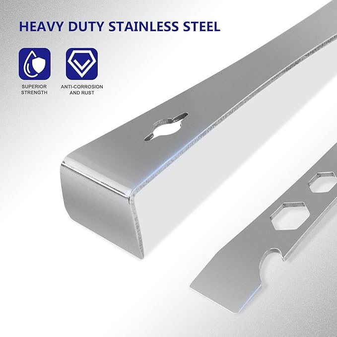 2-Piece Stainless Steel Pry Bar Scraper Set - 9-1/2" Flat Pry Bar and 6-11/16" Mini Crowbar with Socket Wrench, Bottle Opener, Molding, Nail Puller, Scraper and Baseboard Removal Tool