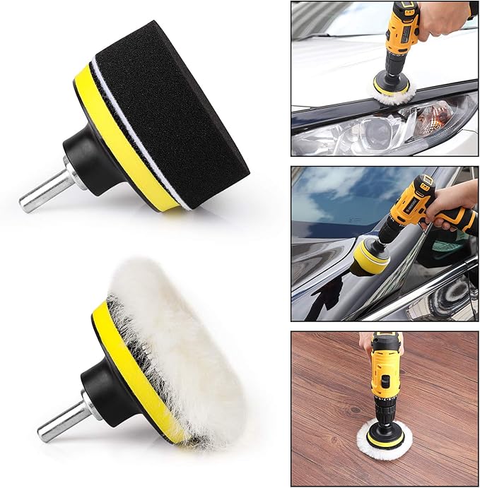 3 Inch Drill Buffing Pad, 11 Pcs Car Foam Polishing Pads Kit, Drill Buffer Polisher Attachment Buffing Kit for Car Polishing, Waxing, Sealing Glaze