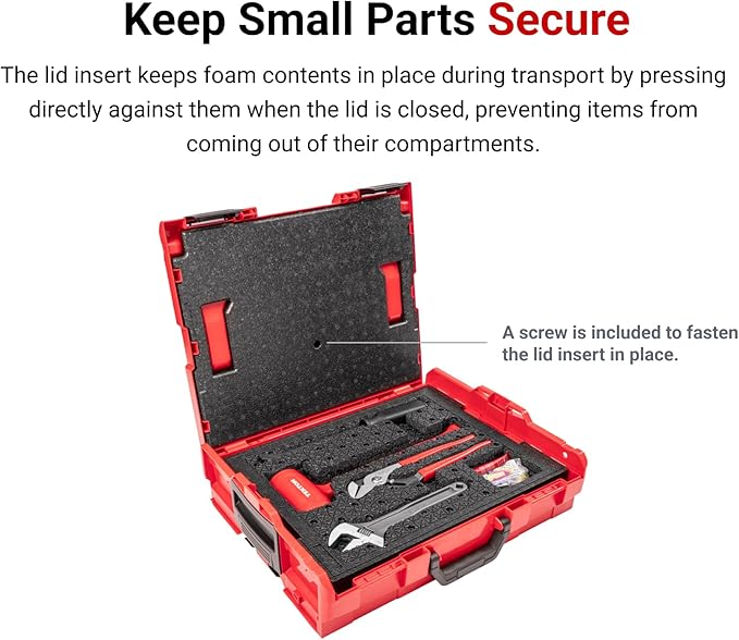 TEKTON Shallow Stacking Tool Box (L-BOXX 1) with Customizable Foam (4 Sheets) and Lid Insert | OLB91004