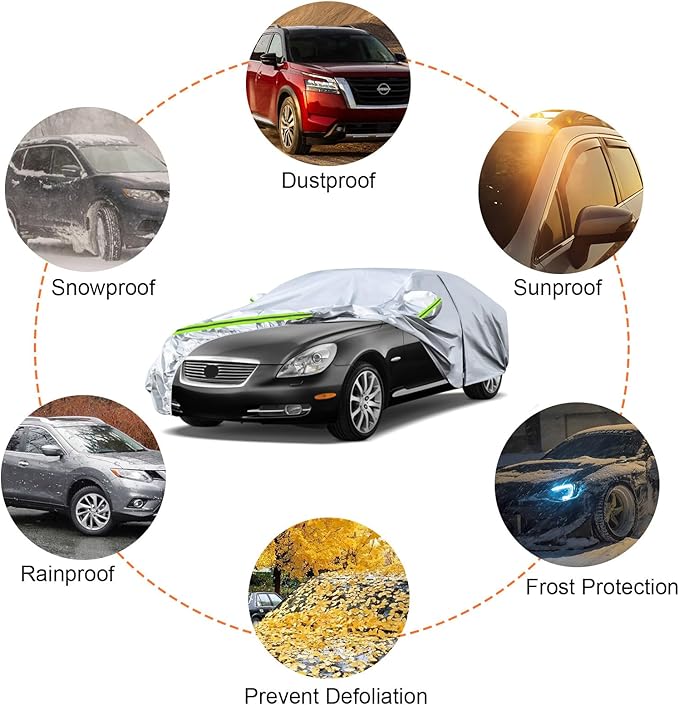 Waterproof Car Covers Replace for 2014-2025 Lexus NX300 NX 350 F Sport, 6 Layers Silver All Weather Custom-fit Car Cover with Zipper Door & Windproof Bands for Snow Rain Dust Hail Protection