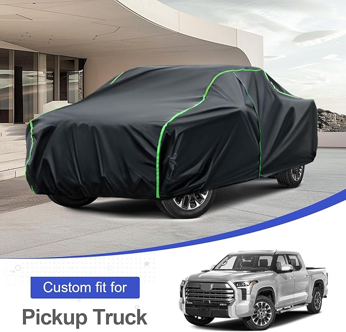 Waterproof Truck Cover Compatible with F-150/ram 1500/2500/Tundra/Titan XD/Sierra 1500 All-Weather Protection,236"-248" Truck PEVA Car Cover with Zipper Door