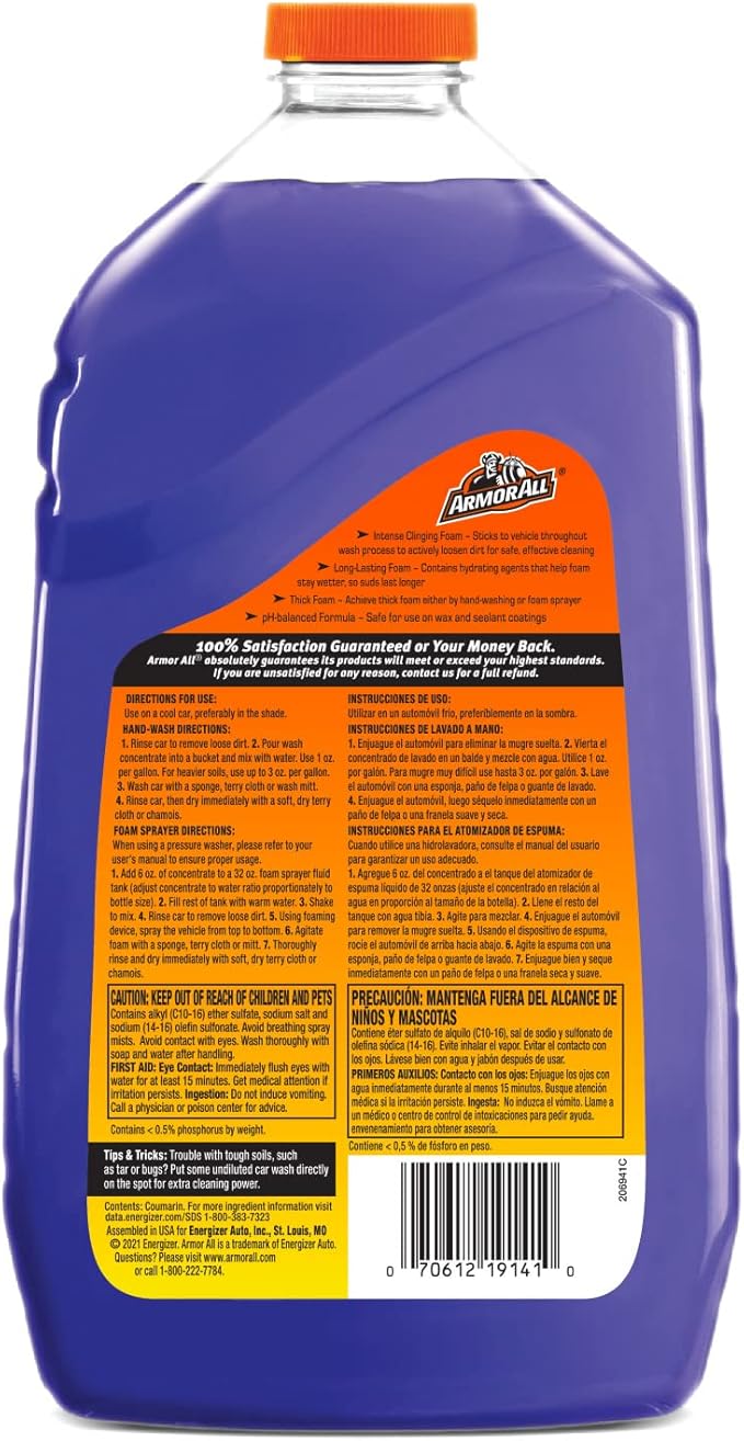 Armor All Snow Foam Wash by Armor All, Foaming Car Wash Soap Concentrate for Cars, Trucks and Motorcycles, 50 Fl Oz