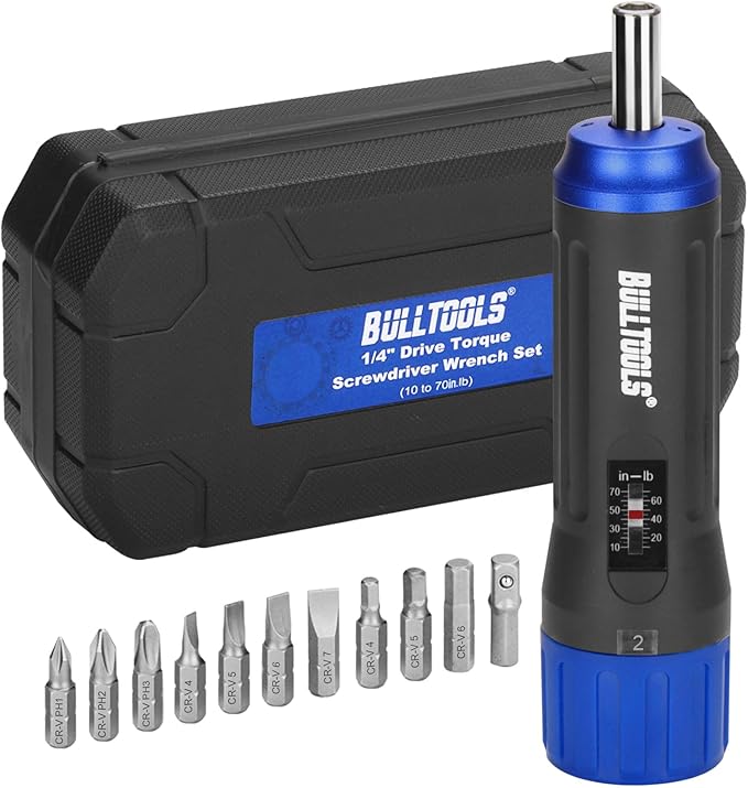 BULLTOOLS Torque Screwdriver Wrench Set, 10 to 70 Inch Pounds Torque Wrench Set for Bike Repairing and Mounting