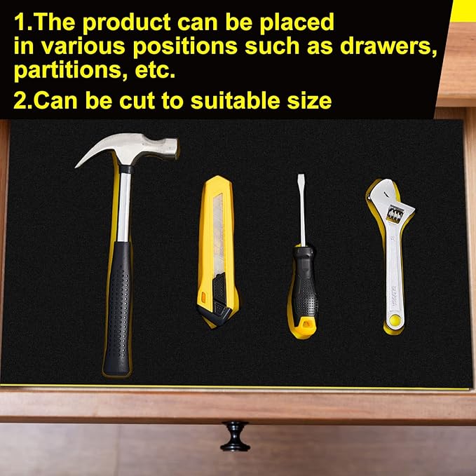 Fabbay 3 Sets Tool Box Foam Organizers, Tool Box Adjustable Shadow Foam, Non Slip Toolbox Liner and Drawer Liner(35.8 x 18 Inch)