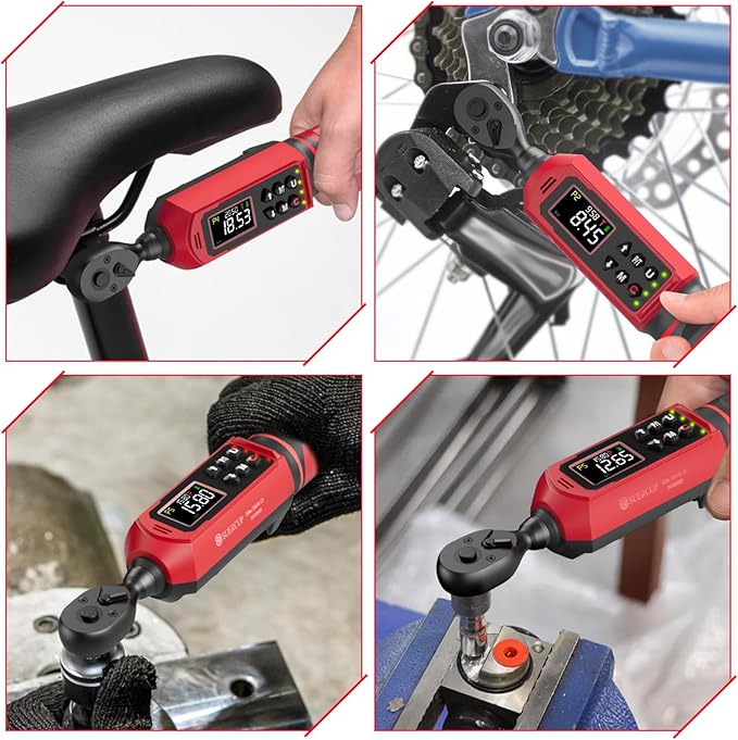 1/4-inch Digital Torque Wrench(0.33-22.1Ft.Lb/0.45-30N.m) ±1% Accuracy Digital Torque Wrench with Vibration, Buzzer,LED Notification and Five Units of Measure, for Bike, DIY and Home Repair