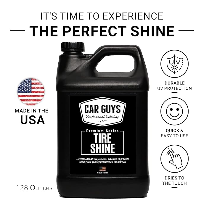 CAR GUYS Tire Shine Spray 1 Gallon Refill - The Perfect Deep Black Shine - Long Lasting Car Tire Dressing - No Sling & Dry to Touch - Sprayer Not Included