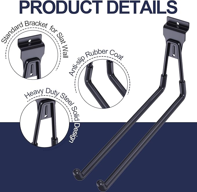 11 Inch Slatwall Hooks - 4 Pack Large Heavy Duty Garage Slatwall Accessories for Hanging, Black Slat Wall Hanger