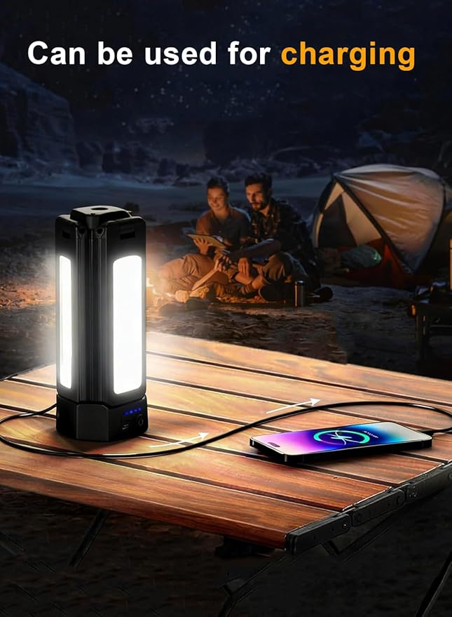 12000mAh Rechargeable LED Work Light with 74.8" Tall Stand, 2000/2500/3000 Lumens, Portable Cordless Work Light, 3000K/4500K/6000K Dimmable Camping Light with Detachable Tripod (Carrying Bag Included)