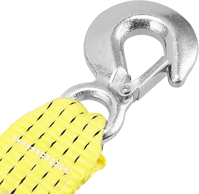 2 Pack 2 Inch x 20 Feet Heavy Duty Tow Strap, Tow Rope with Safety Hooks, Heavy Duty Recovery Strap Towing Strap for Vehicle Recovery, Hauling, Fixing Cargo, 11000lbs Capacity, Yellow