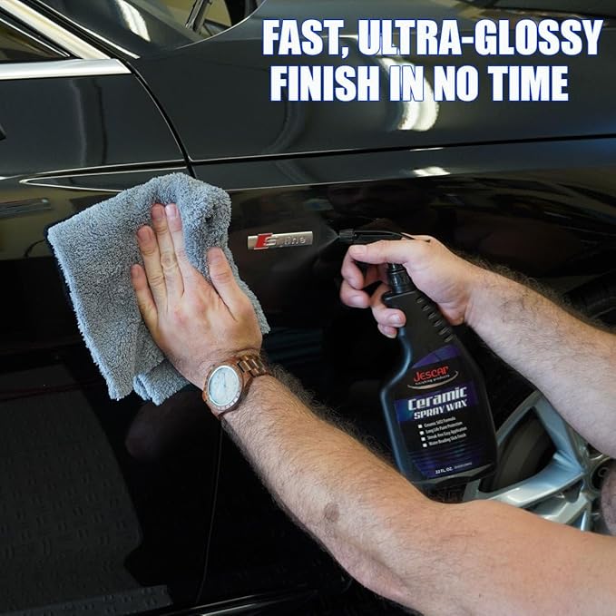 Jescar Ceramic Spray Wax - 22oz | High-Gloss Shine, Long-Lasting Protection, Easy Application, Hydrophobic coating for Cars, Motorcycle, RV's, Streak Free Finish.