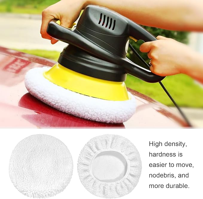 4Pcs Car Polisher Pad Bonnet, Car Waxer Cover Waxing Bonnet, Soft Microfiber Polishing Bonnet Buffing Pad for Orbital Buffer Polisher (9 to 10 Inches)
