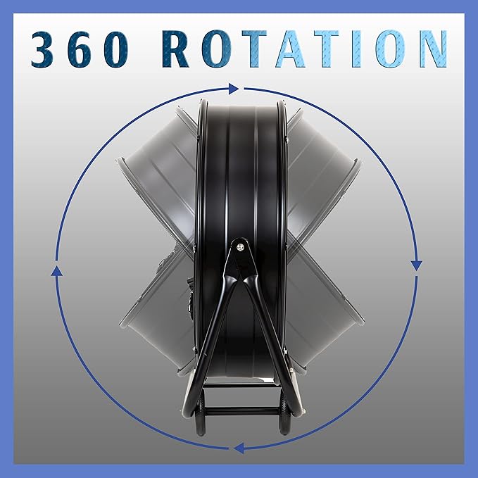 iLIVING 24" High Velocity Drum Fan Industrial, Commercial, Residential Air Circulator for Garage, Shop, Patio, Barn, Greenhouse, Speed Control 7700CFM, UL Listed,Black