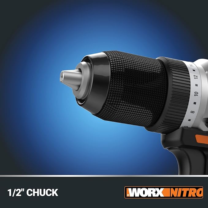 Worx Nitro 20V Cordless 1/2" Drill Driver With Brushless Motor, Compact & Lightweight Set Only 6" and 3 lbs., Power Share Compatible WX130L.9 Tool Only