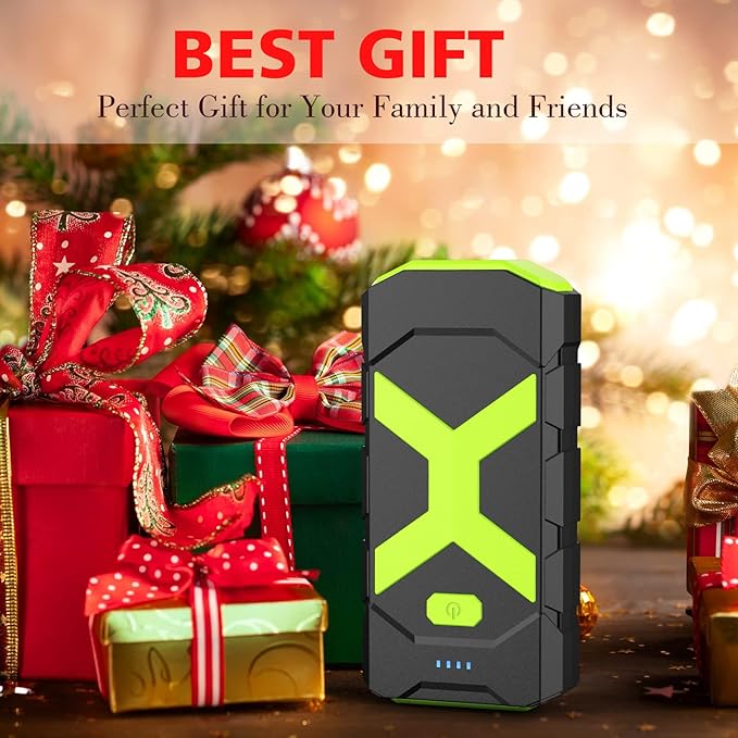 BOOKOO Jump Starter 2000A for Car,Boat,Lawnmower 8.0L Gas&6.5L Diesel Engines Portable 12V Car Battery Jump Starter with Cables,Wall Charger,USB 3.0 Fast Charging,16V DC Output,3 LED Modes